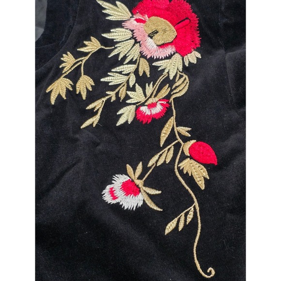 Vintage Susan Graver Style Black Velour Floral Embroidered Jacket Women's Size L - Picture 2 of 14
